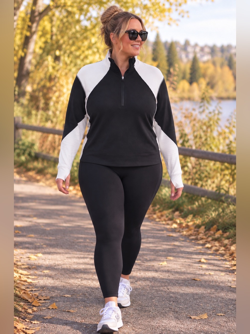 Lululemon Colorblock 1/2 Zip Pullover Long Sleeve Top Black & White